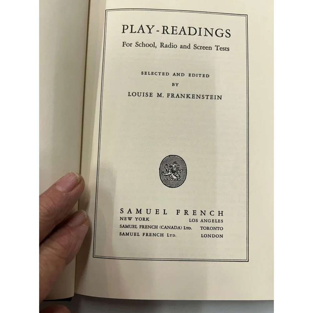 Play-Readings‎ Louise M Frankenstein 1961 First Edition Samuel French